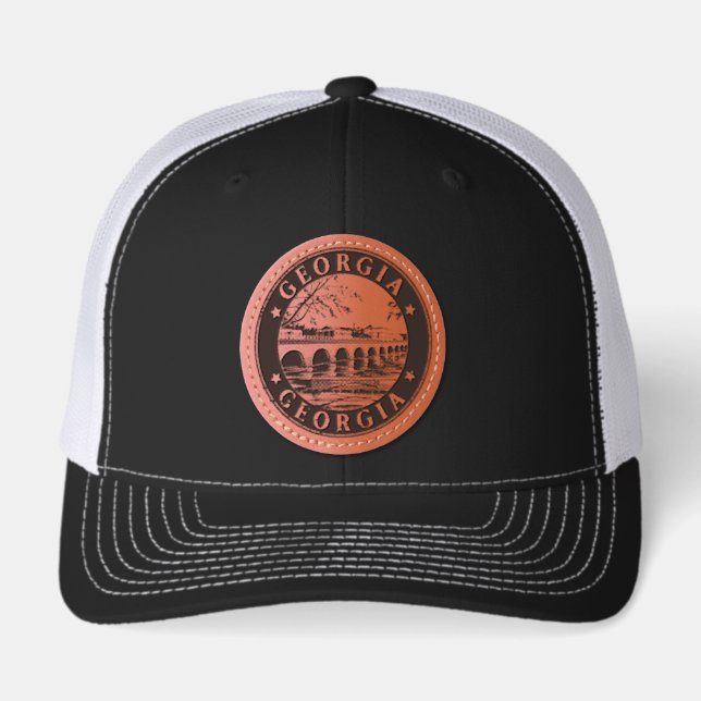 Georgia Travel Stamp Leather Patch Hat (Front)