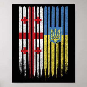 Georgia Ukraine Georgian Ukrainian Flag Poster