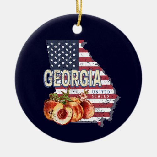 Georgia United States Retro State Map Vintage USA Ceramic Ornament