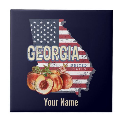 Georgia United States Retro State Map Vintage USA Ceramic Tile