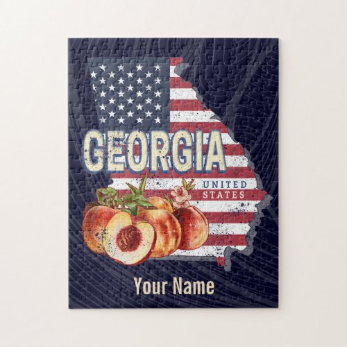 Georgia United States Retro State Map Vintage USA Jigsaw Puzzle