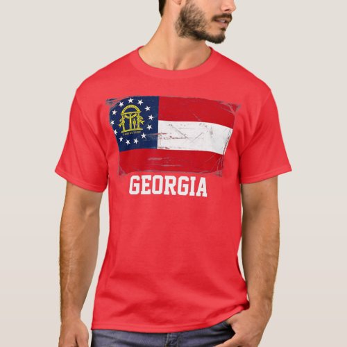Georgia United States Vintage Distressed Flag  T_Shirt