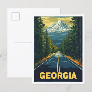 Georgia USA Art Vintage Illustration Travel Postcard