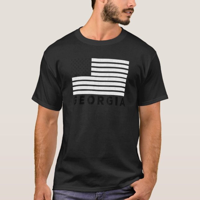 Georgia USA Flag Athens Red & Black Athens GA Amer T-Shirt (Front)