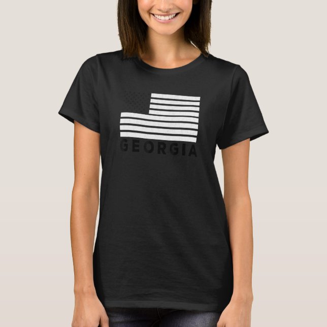 Georgia USA Flag Athens Red & Black Athens GA Amer T-Shirt (Front)