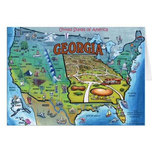 Georgia USA Map Cards (Front Horizontal)