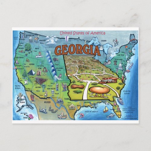 Georgia USA Map Postcard