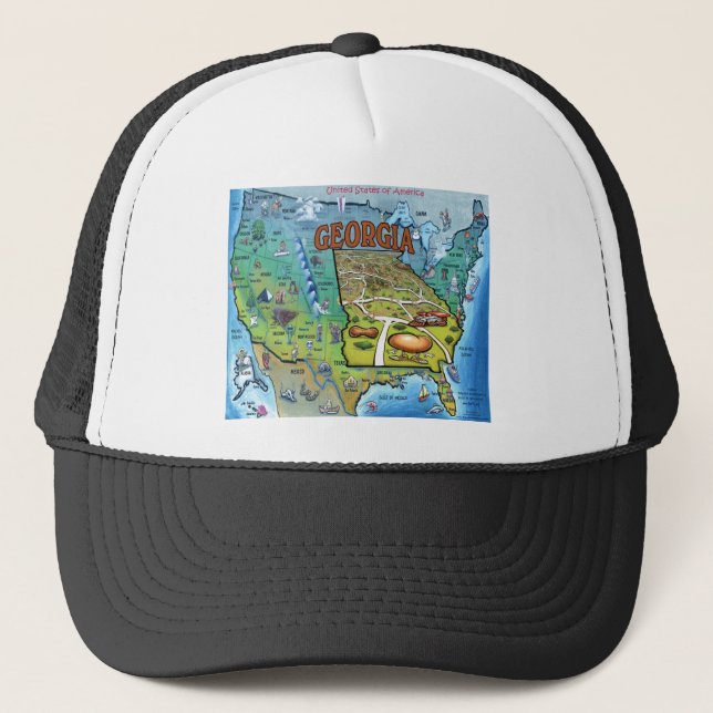 Georgia USA Map Trucker Hat (Front)