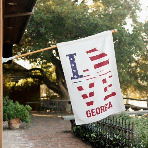 Georgia USA State Love House Flag