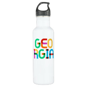 Georgia Vintage Retro Pop Art 80s Primary Colors Stainless Steel Water Bottle