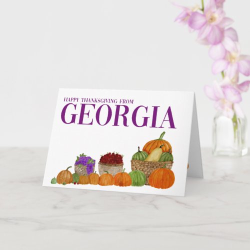 Georgia Watercolor Pumpkins Thanksgiving Card