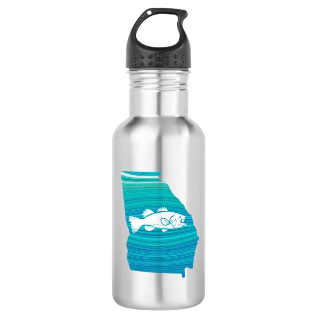 Georgia Wave Fishing Stainless Steel Water Bottle (Front)