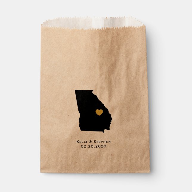 Georgia Wedding Favor Treat Sacks, Gift Bags (Front)