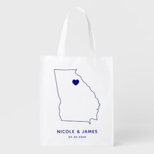 Georgia Wedding Welcome Bag Navy Tote with Map