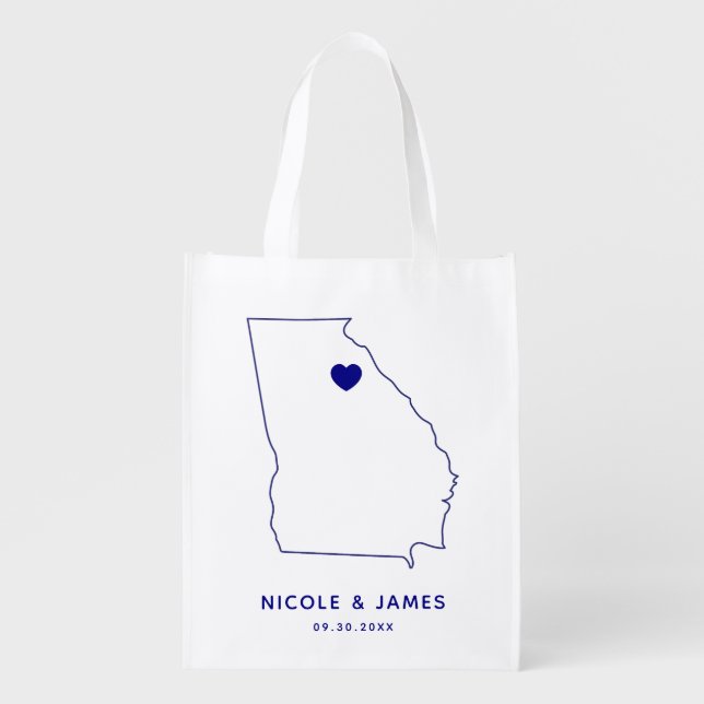 Georgia Wedding Welcome Bag Navy Tote with Map (Front)