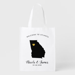 Georgia Wedding Welcome Bag Tote, Gold Heart
