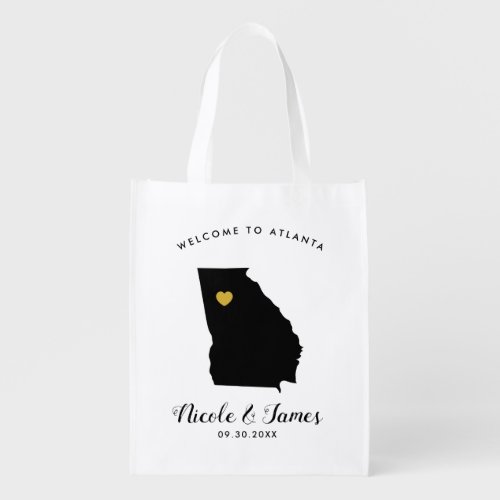 Georgia Wedding Welcome Bag Tote Gold Heart