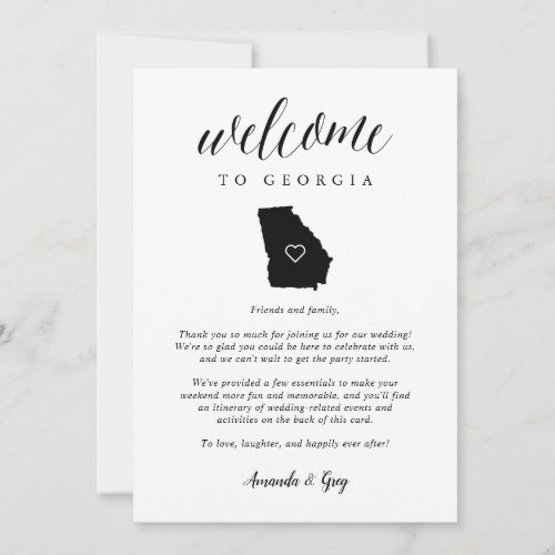 Georgia Wedding Welcome Letter  Itinerary