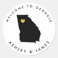 Georgia Wedding Welcome Sticker for Treat Box, Bag