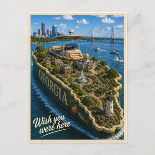 Georgia Wish You Were Here State Series Postcard