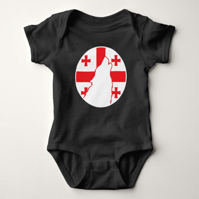 Georgia Wolf Georgian National Animal Flag Baby Bodysuit (Front)