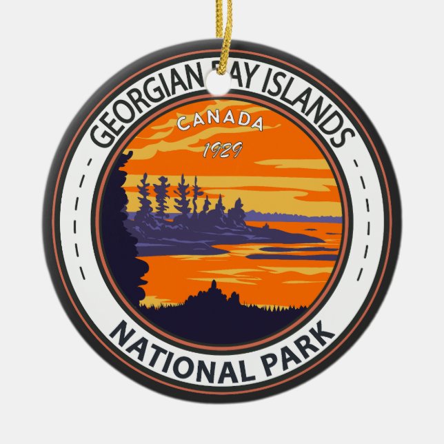 Georgian Bay Islands National Park Canada Badge Ceramic Ornament (Front)