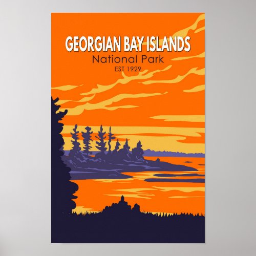 Georgian Bay Islands National Park Canada Vintage Poster