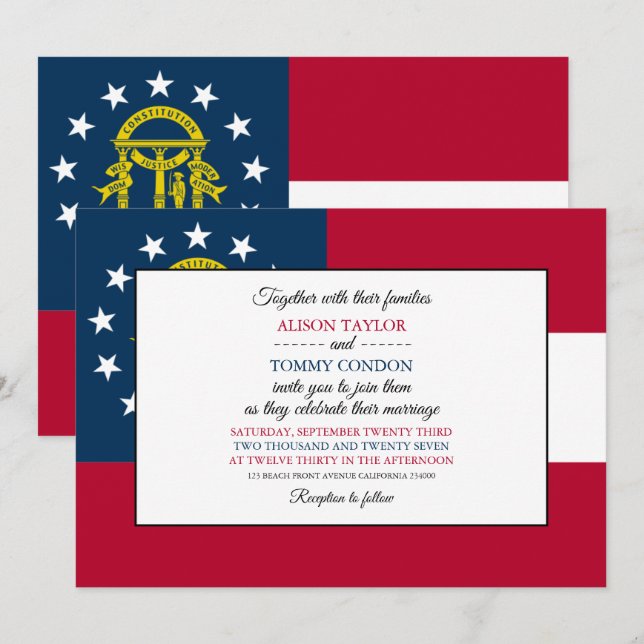 Georgian Flag, Flag of Georgia Wedding Invitation (Front/Back)