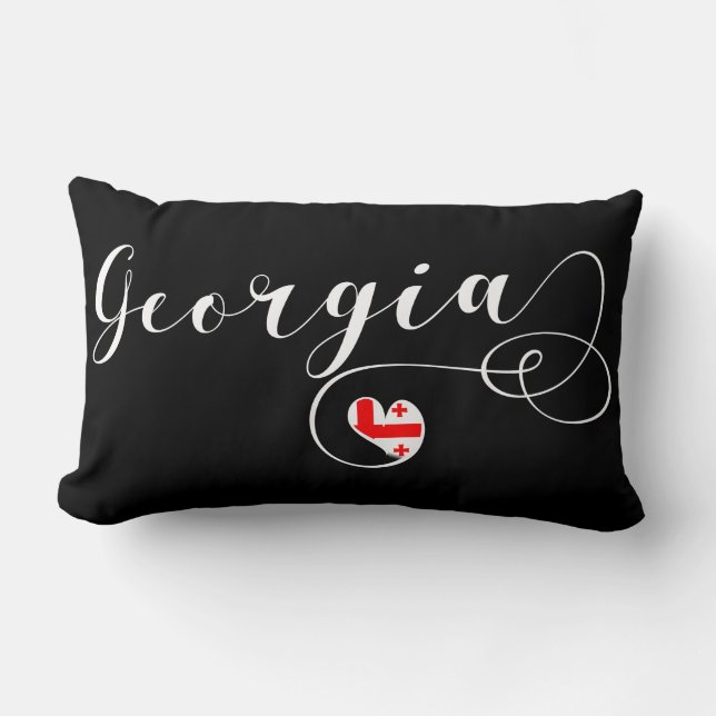 Georgian Flag in Heart, Georgia Lumbar Pillow (Front)