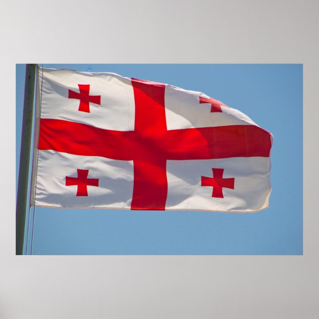 Georgian Flag In Wind Poster (Front)
