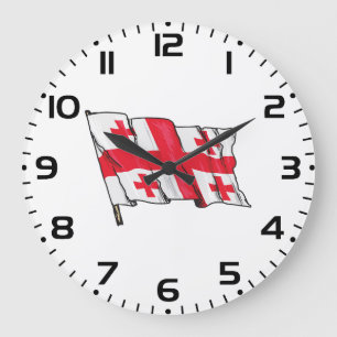 Georgian Flag Red and White Cross Large Clock