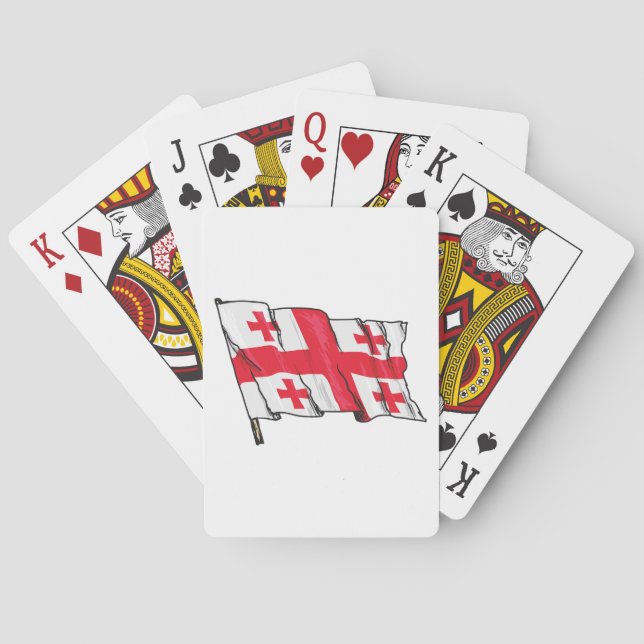 Georgian Flag Red and White Cross Poker Cards (Back)