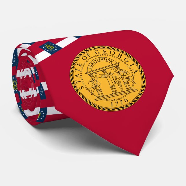 Georgian Flag & Seal, Flag of Georgia Neck Tie (Rolled)