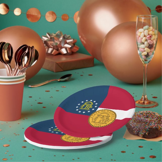 Georgian Flag & Seal, Flag of Georgia Paper Plates (Multi)
