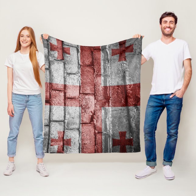 Georgian flag wall fleece blanket (In Situ)