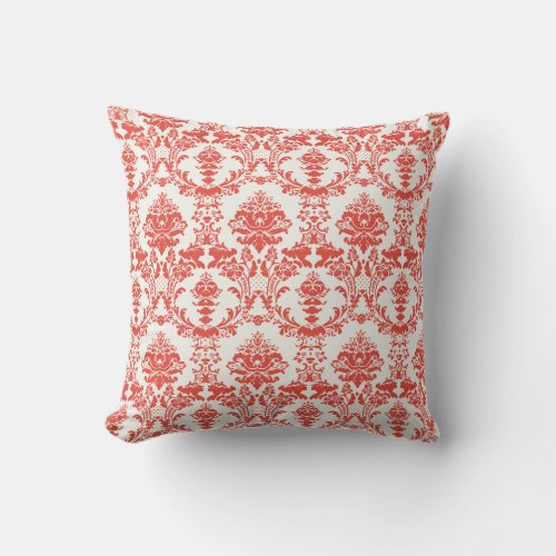 Georgian inspired Elegant crimson faux damask Throw Pillow