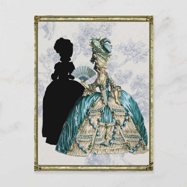 Georgian Lady with a Fan - Blue Postcard (Front)