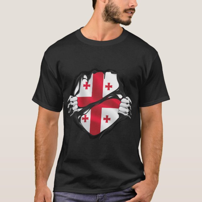 Georgian Pure Roots Flag Black  for Your family wh T-Shirt (Front)