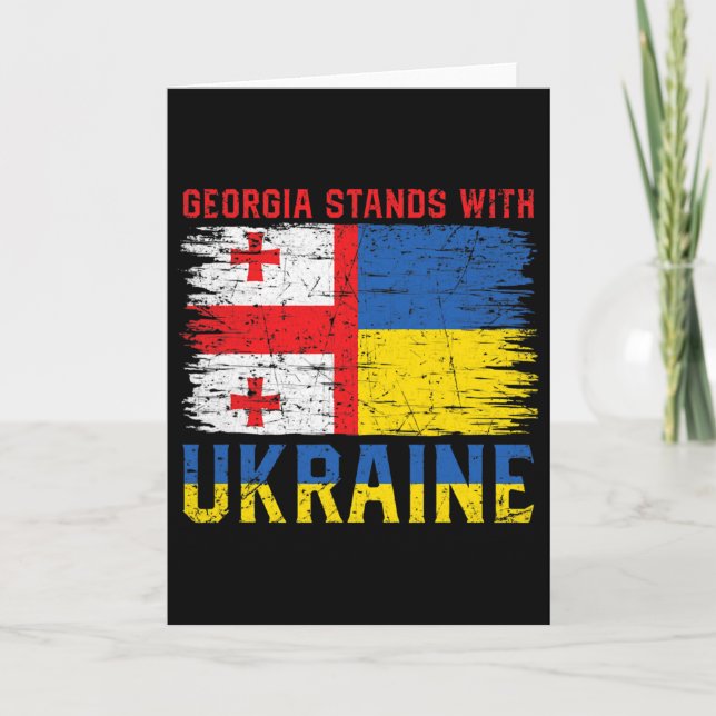 Georgian-ukrainian Flag Flag - Friendly Countries  Card (Front)