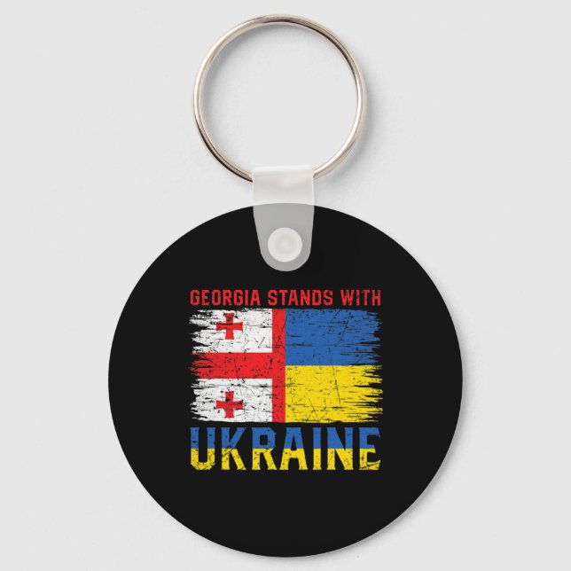 Georgian-ukrainian Flag Flag - Friendly Countries  Keychain (Front)
