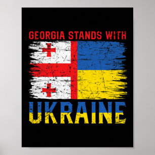 Georgian-ukrainian Flag Flag - Friendly Countries Poster