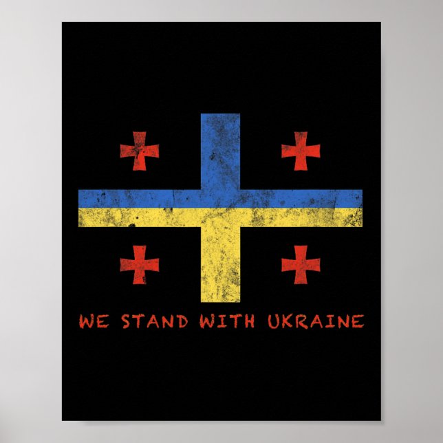 Georgian-ukrainian Flag - Friendly Countries  Poster (Front)