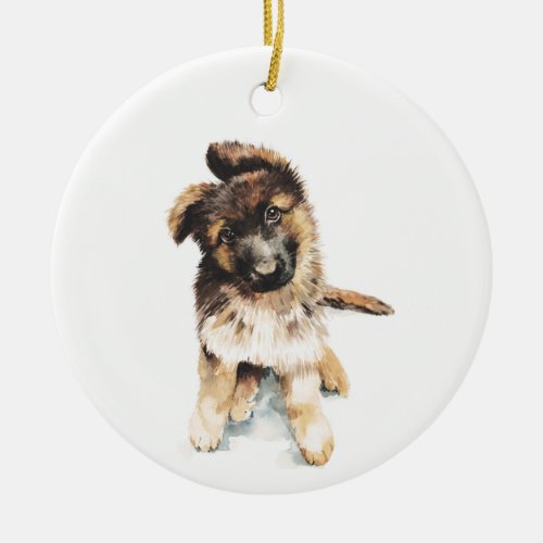 Georgie German Shepherd puppy Ceramic Ornament