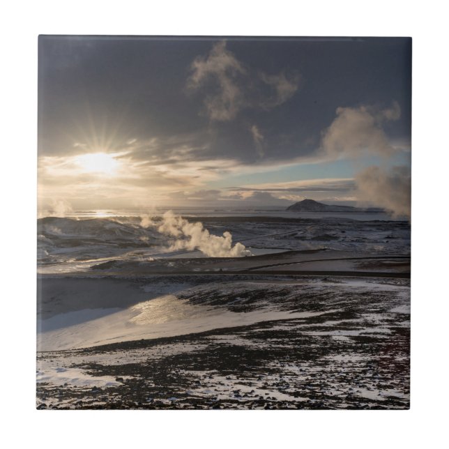 Geothermal Winter Landscape Ceramic Tile (Front)