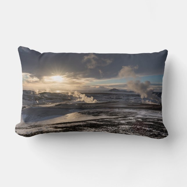 Geothermal Winter Landscape Lumbar Pillow (Front)