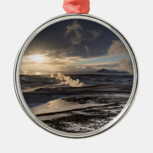Geothermal Winter Landscape Metal Ornament
