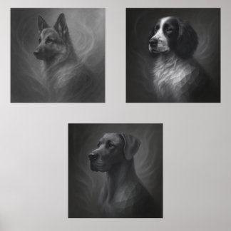 GeoWild Canine Trio – Great Dane, Spaniel & German Wall Art Sets