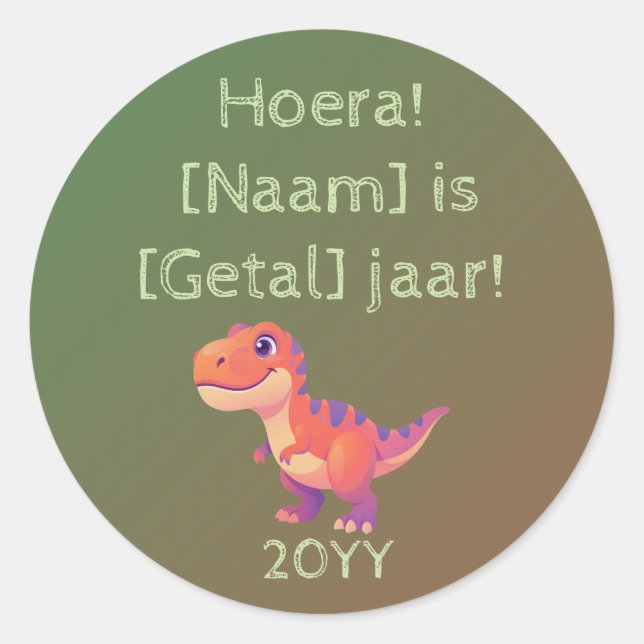 Gepersonaliseerde Dino Sticker – T-Rex met Naam (Front)
