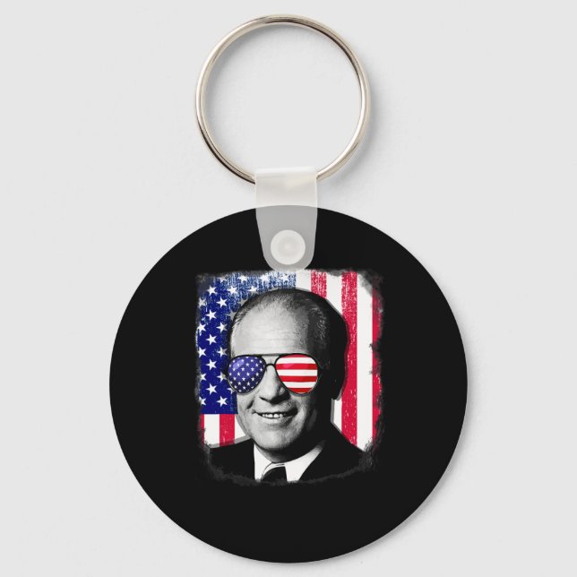 Gerald Ford Us Flag 4th Of July  Keychain (Front)