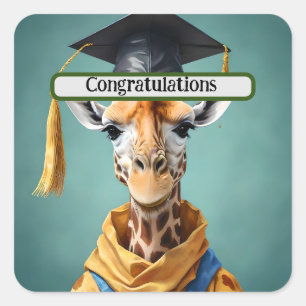 Gerald The Giraffe Graduates, Congratulations Square Sticker